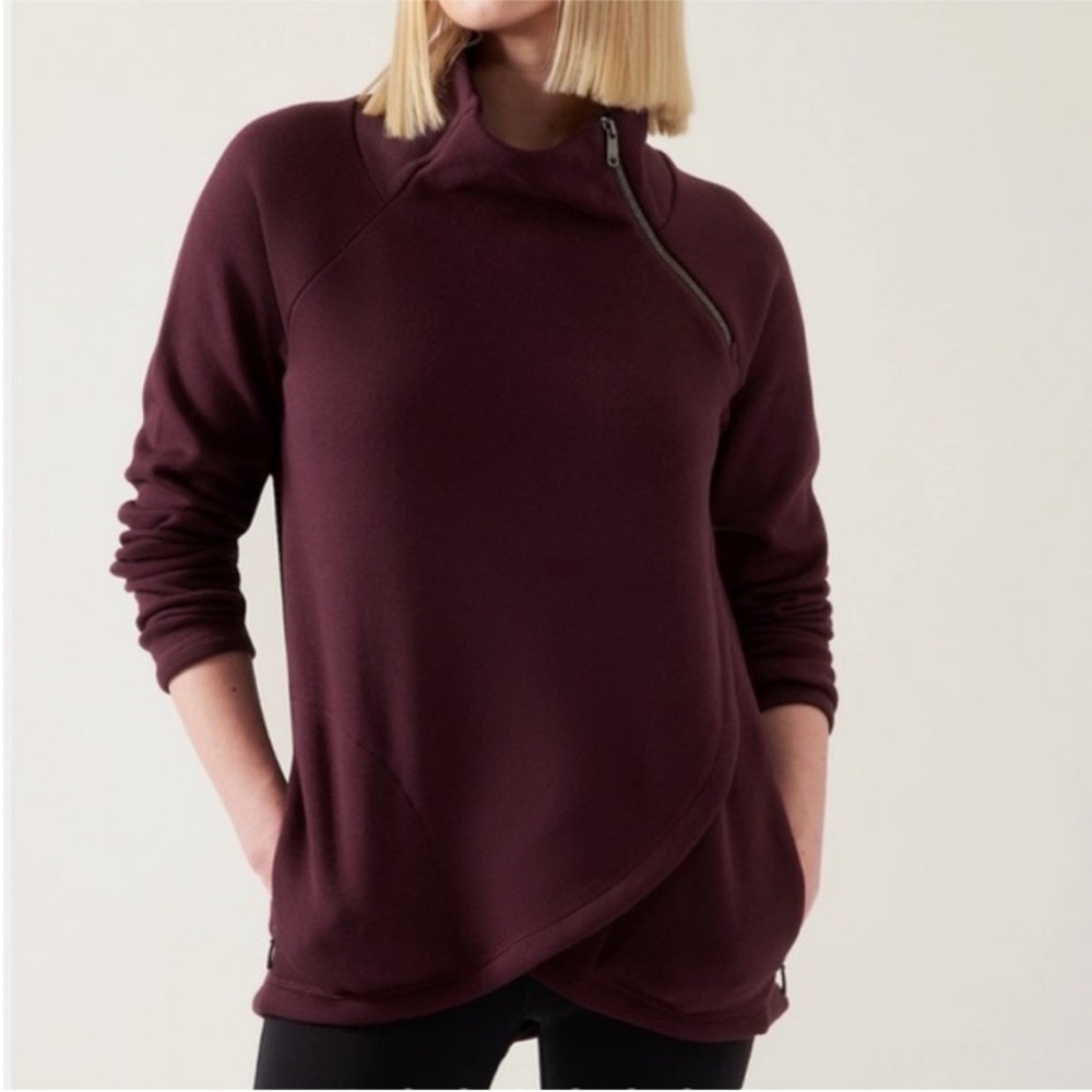 Athleta | Cozy Karma Asym Pullover | Spiced Cabernet | Size S